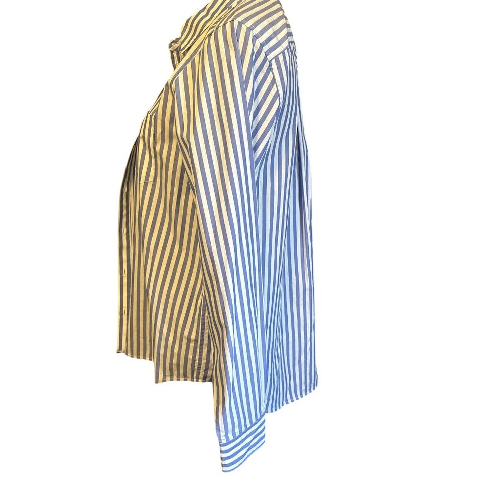 Blue & White Striped Button-Up Shirt Womens Medium By ON-34TH Long Sleeve Cotton - Picture 4 of 7